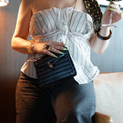 Midnight Blue Snakeskin Serpenti Style Chain Shoulder Bag – Metallic Exotic Mini Crossbody (Pristine Condition)