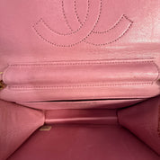 Pink Leather Mini Chain Crossbody Bag – Lizard Embossed Gold Hardware Wallet (Pristine Condition)