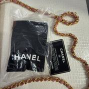 Pink Leather Mini Chain Crossbody Bag – Lizard Embossed Gold Hardware Wallet (Pristine Condition)