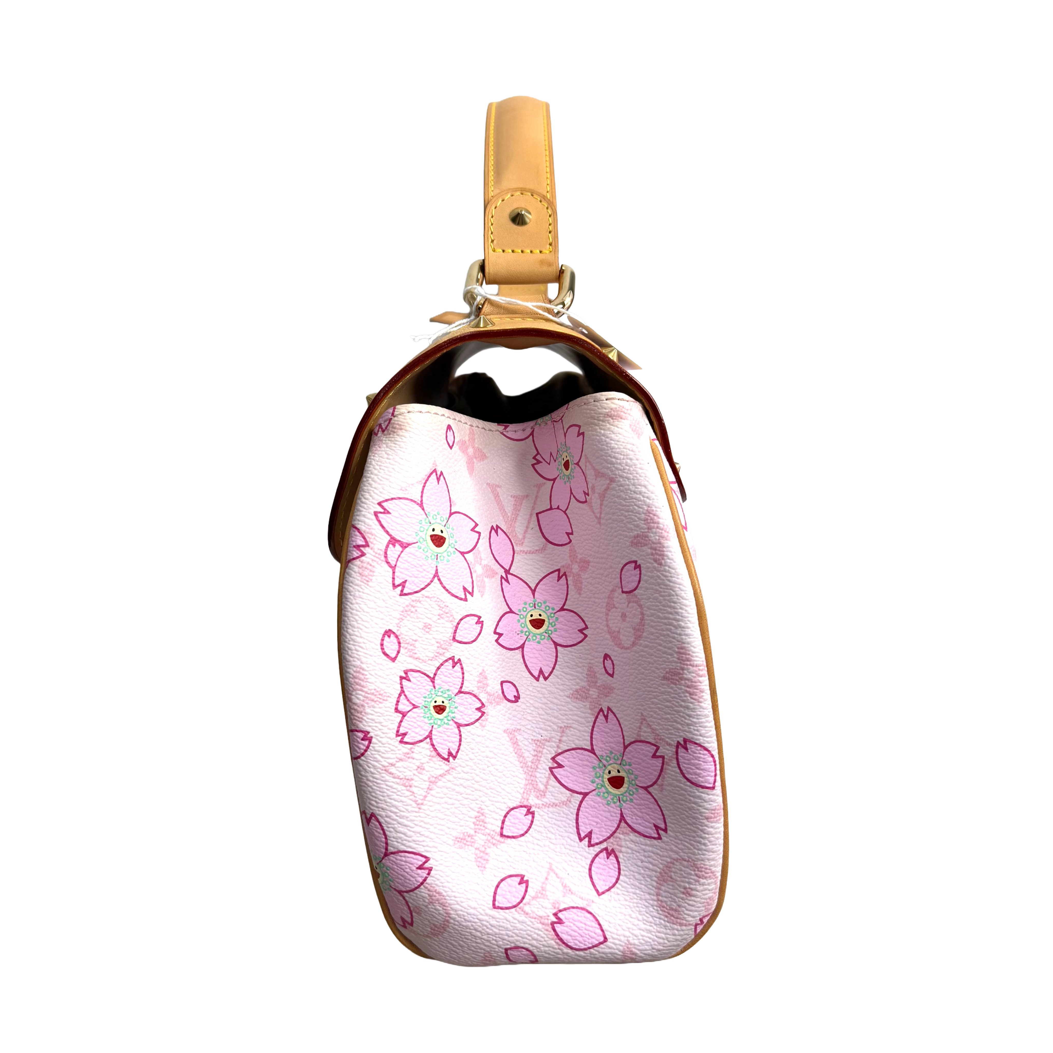 Pink Cherry Blossom Monogram Bow Top Handle Bag – Limited Edition Style Luxury Satchel (Pristine Condition)