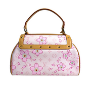 Pink Cherry Blossom Monogram Bow Top Handle Bag – Limited Edition Style Luxury Satchel (Pristine Condition)