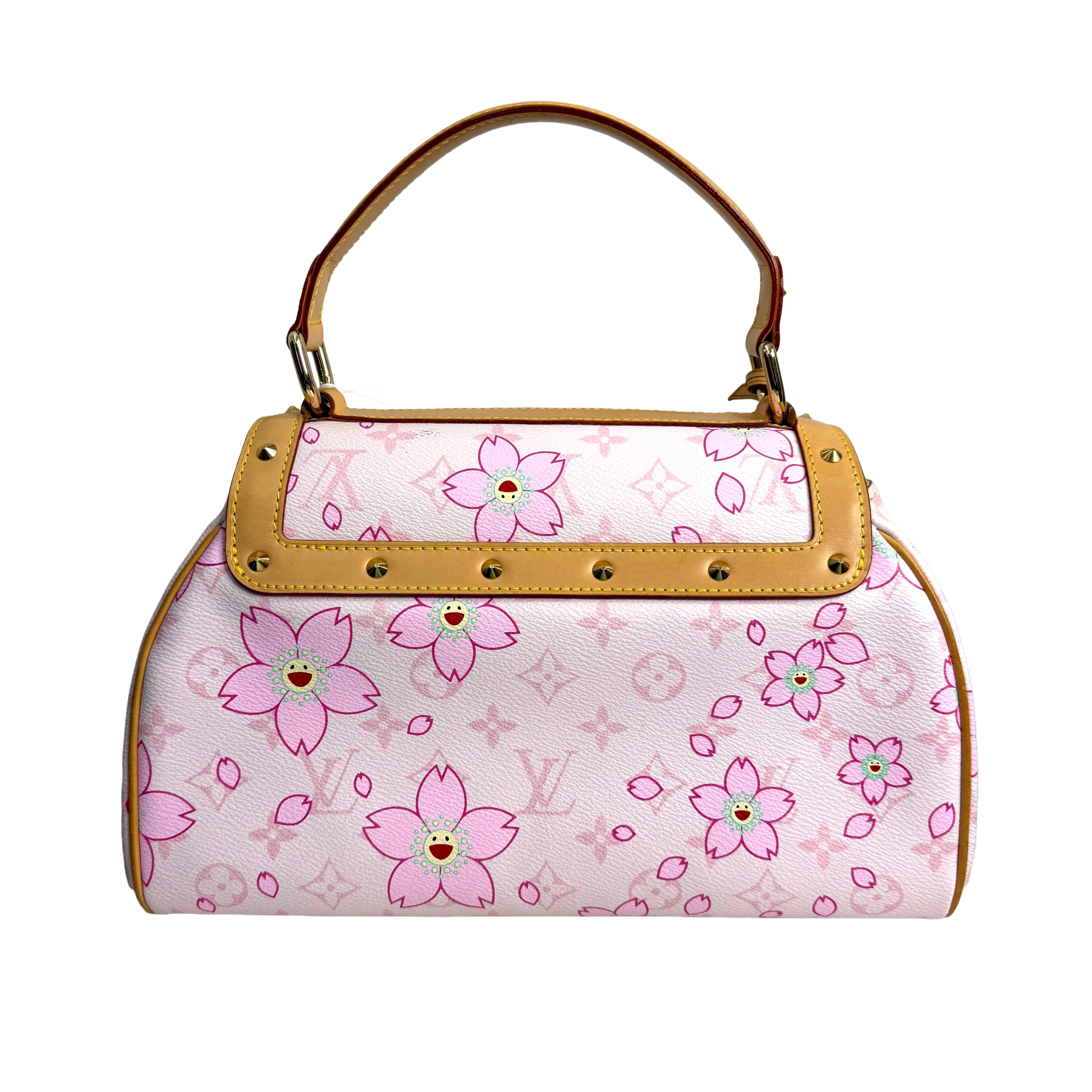 Pink Cherry Blossom Monogram Bow Top Handle Bag – Limited Edition Style Luxury Satchel (Pristine Condition)