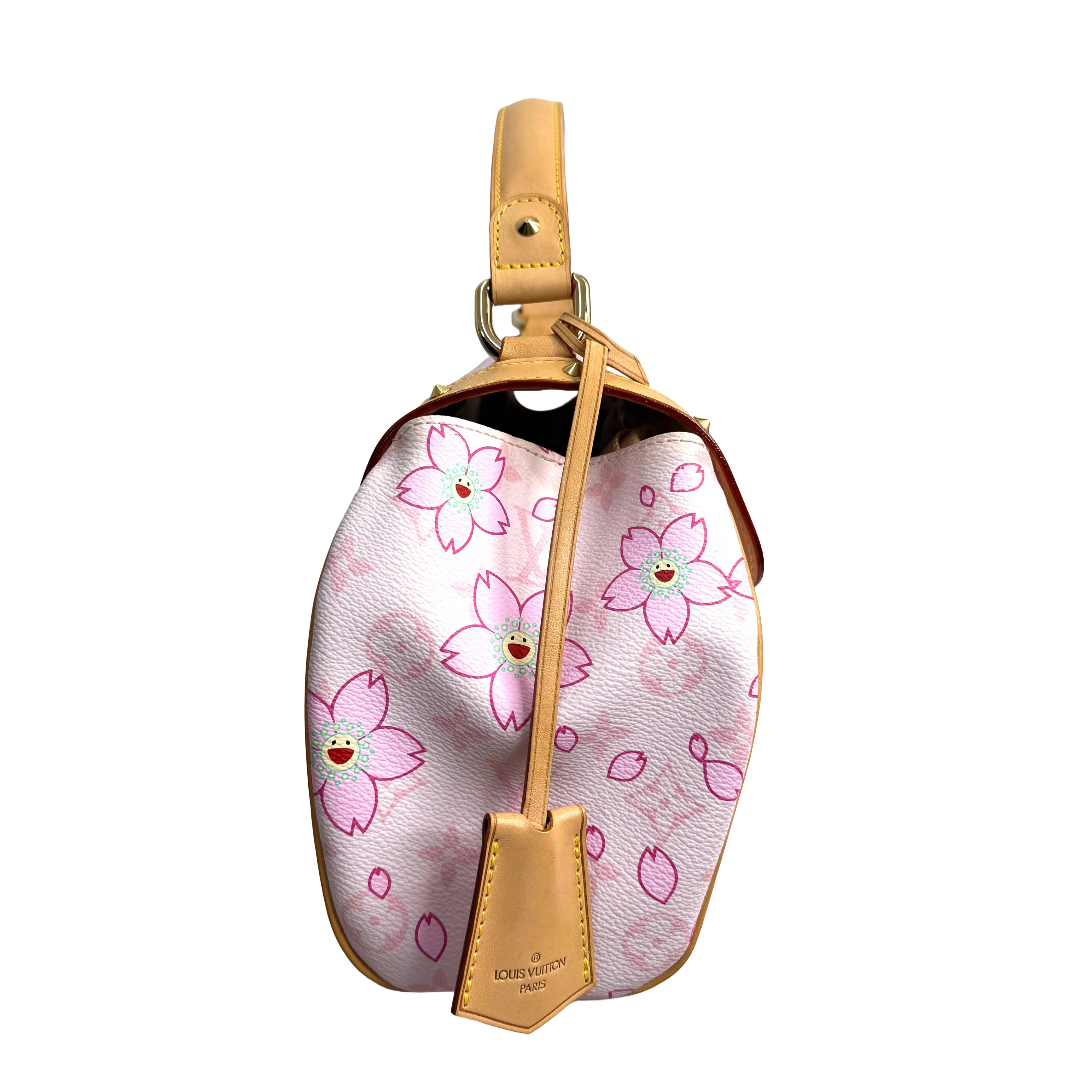 Pink Cherry Blossom Monogram Bow Top Handle Bag – Limited Edition Style Luxury Satchel (Pristine Condition)