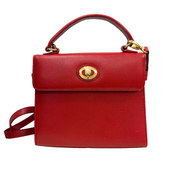 Burberry | Vintage Red Structured Leather Top Handle Bag – Mini Shoulder Satchel