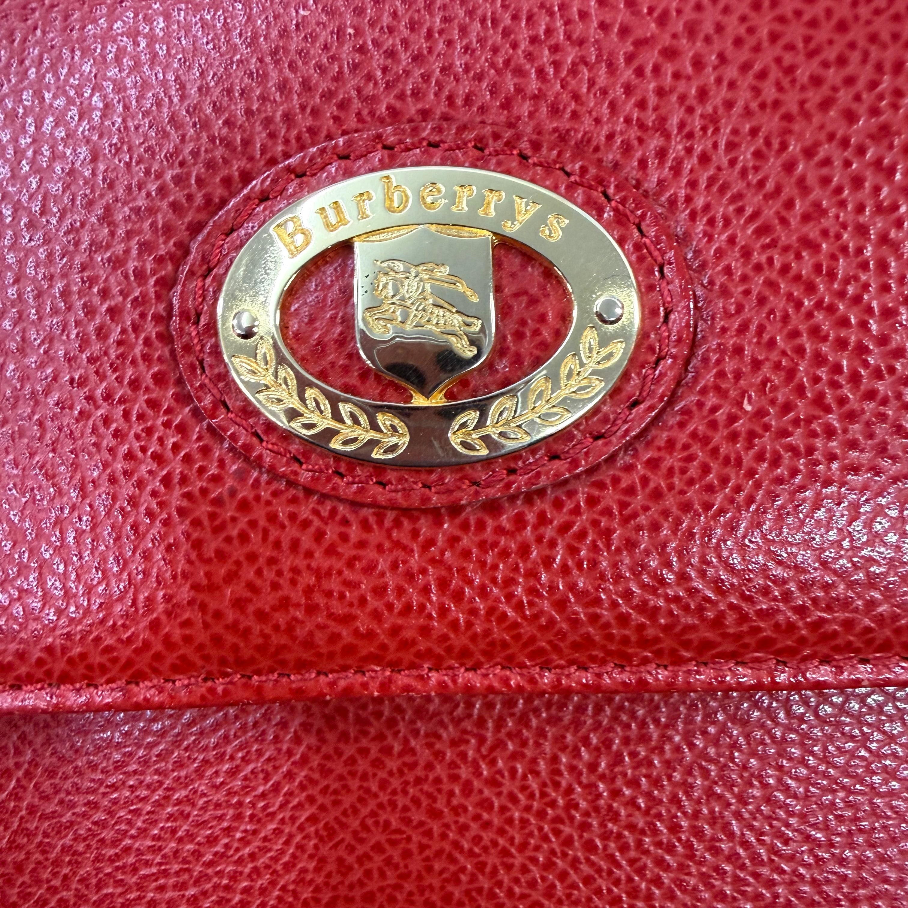 Burberry | Vintage Red Structured Leather Top Handle Bag – Mini Shoulder Satchel
