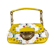 Louis Vuitton | Multicolor Murakami Monogram Yellow Studded Top Handle Bag – Gold Hardware Mini Designer Satchel (Pristine Condition)