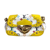 Louis Vuitton | Multicolor Murakami Monogram Yellow Studded Top Handle Bag – Gold Hardware Mini Designer Satchel (Pristine Condition)