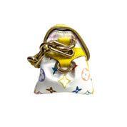 Louis Vuitton | Multicolor Murakami Monogram Yellow Studded Top Handle Bag – Gold Hardware Mini Designer Satchel (Pristine Condition)
