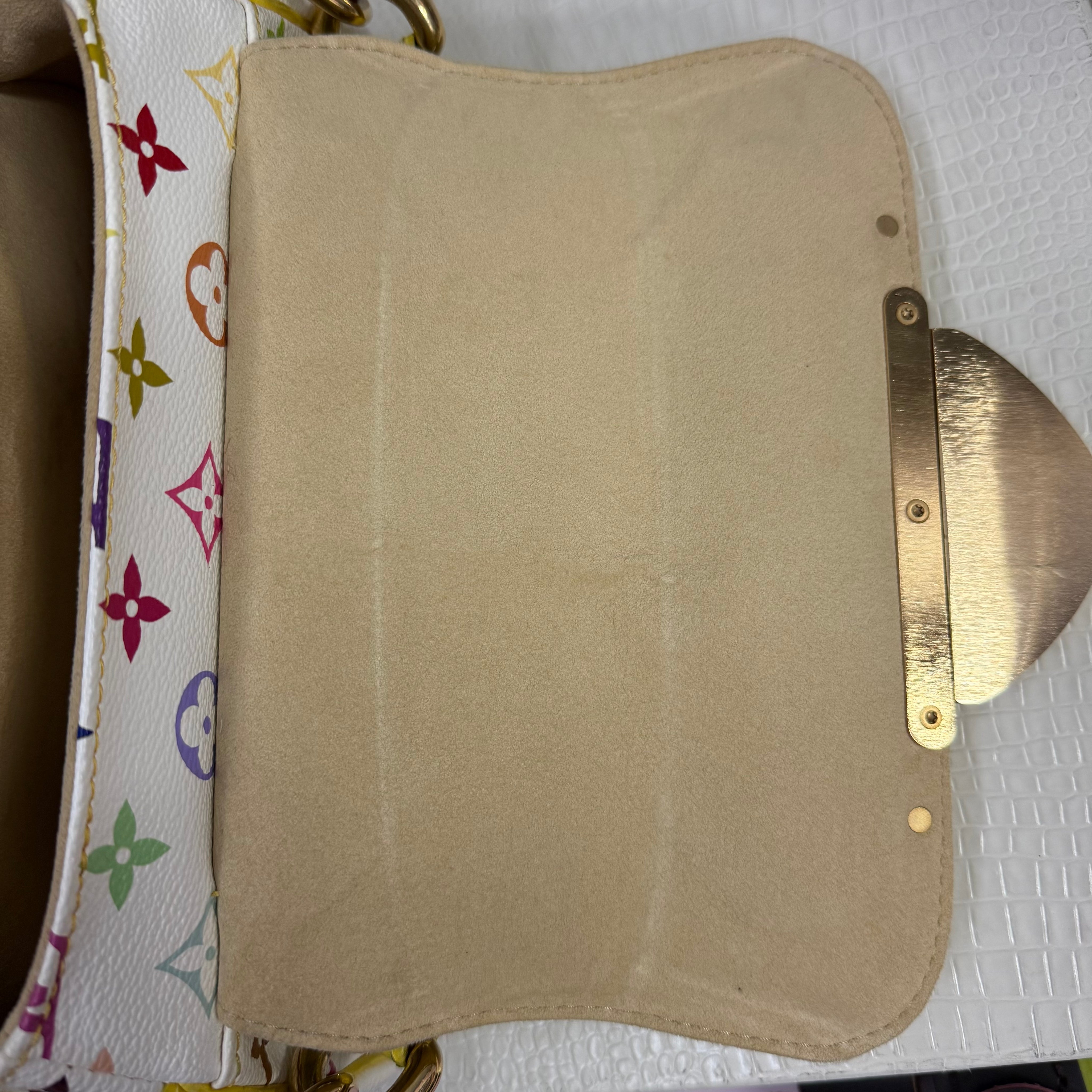 Louis Vuitton | Multicolor Murakami Monogram Yellow Studded Top Handle Bag – Gold Hardware Mini Designer Satchel (Pristine Condition)