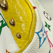 Louis Vuitton | Multicolor Murakami Monogram Yellow Studded Top Handle Bag – Gold Hardware Mini Designer Satchel (Pristine Condition)