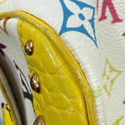 Louis Vuitton | Multicolor Murakami Monogram Yellow Studded Top Handle Bag – Gold Hardware Mini Designer Satchel (Pristine Condition)