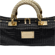Versace | Greca Satchel Handbag | Nappa Leather |Gold Hardware
