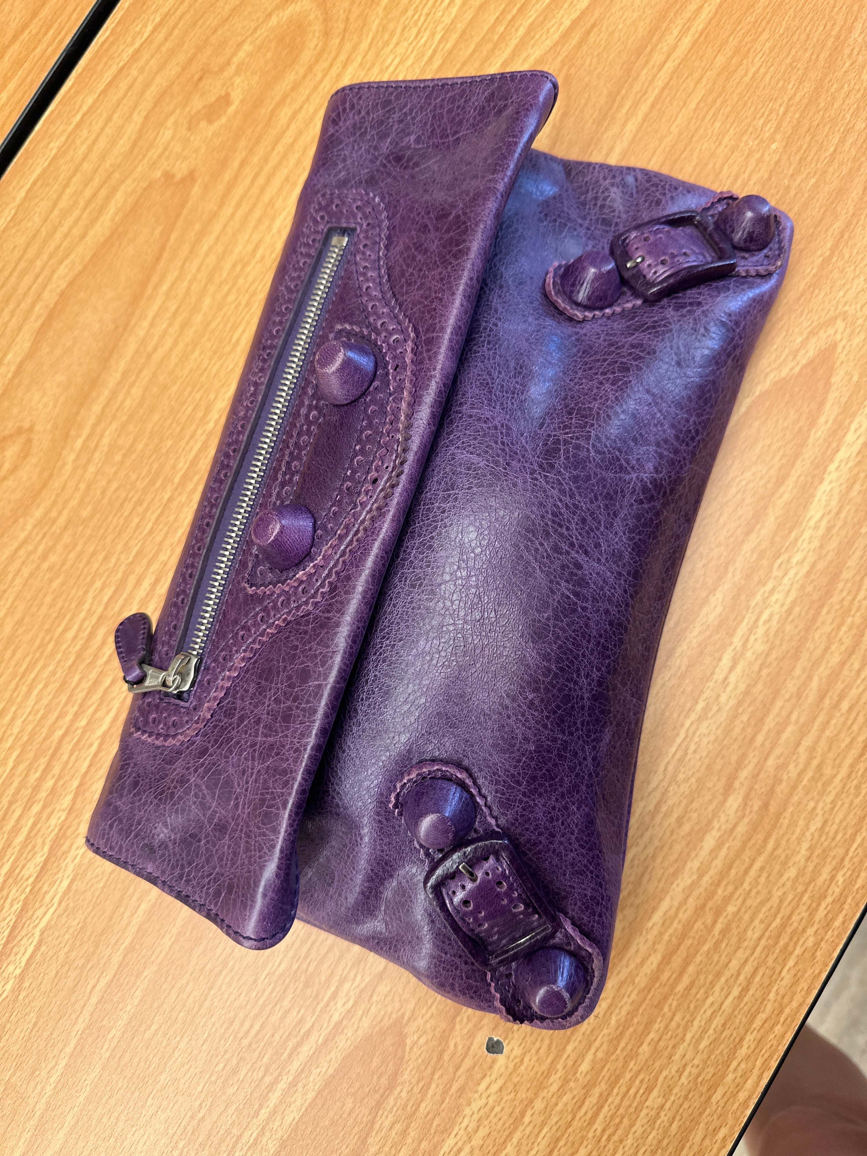 Balenciaga purple clutch