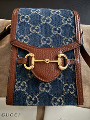 Gucci Horsebit denim sling bag