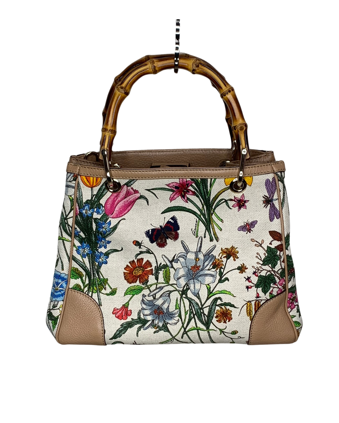 GUCCI FLORAL BAMBOO TOTE