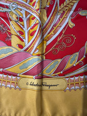 Salvatore Ferragamo silk scarf red/yellow fish