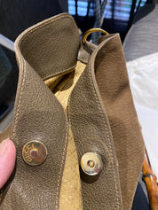 Gucci Olive Suede/Leather Hobo Bag with Bambo Handle