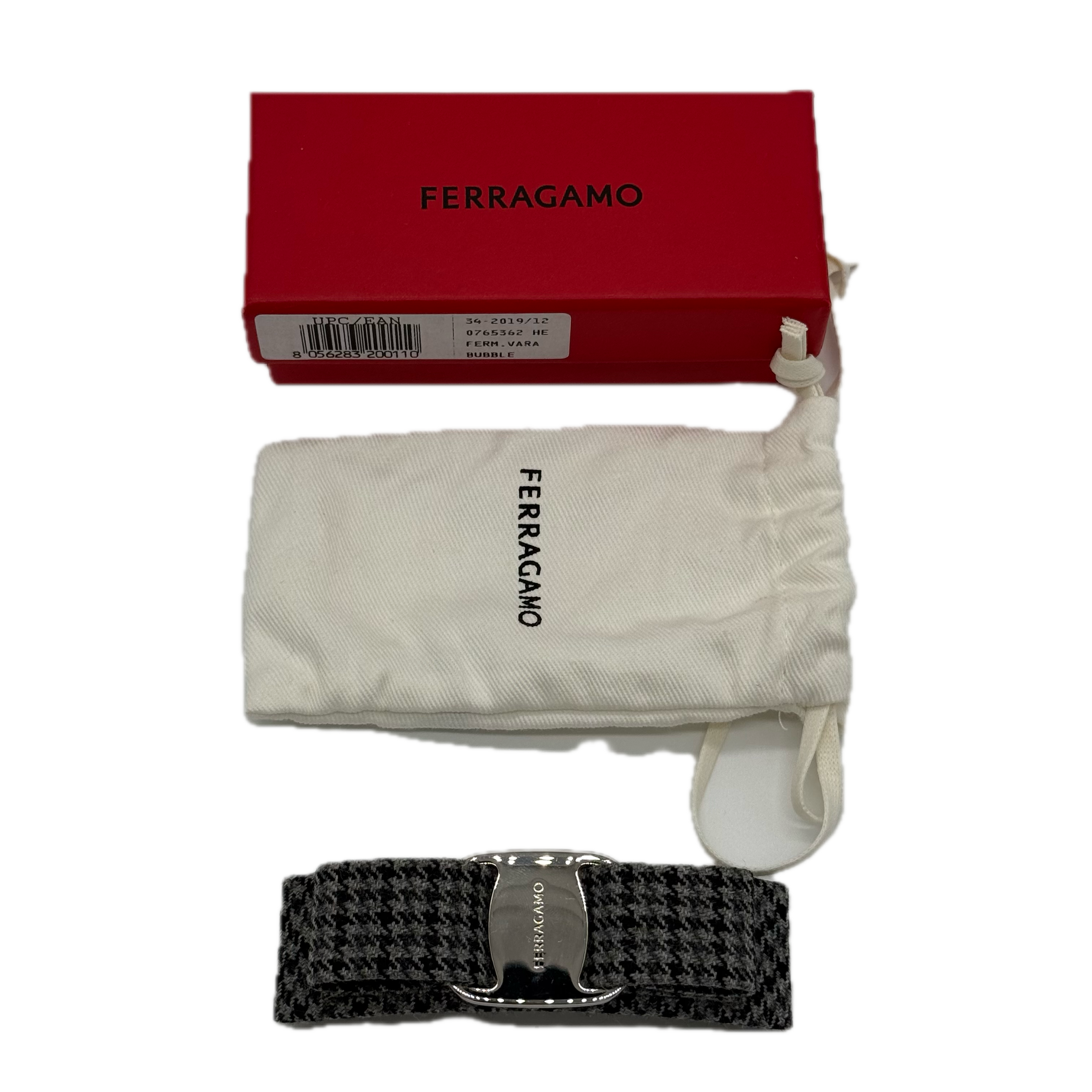 Salvatore Ferragamo | Houndstooth Bow Hair Clip | Silver Hardware