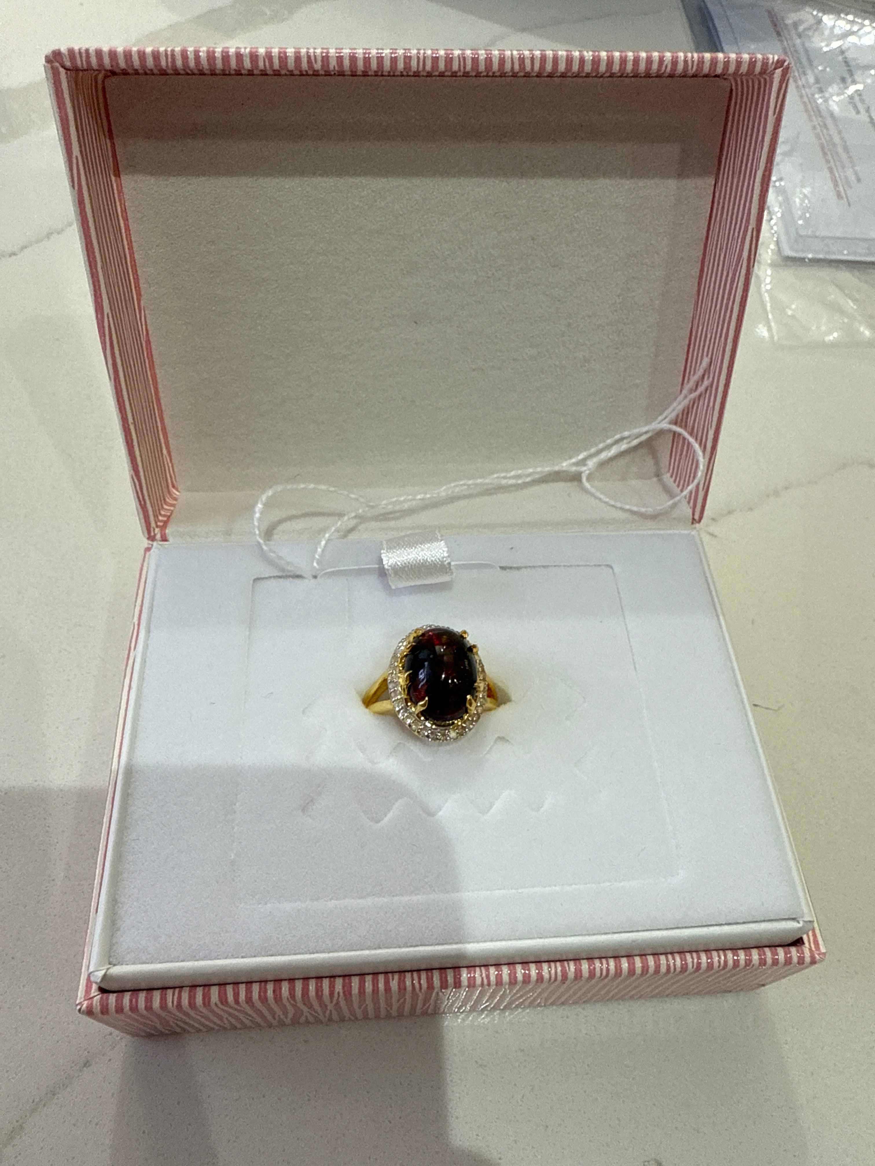 Black opal and diamonds