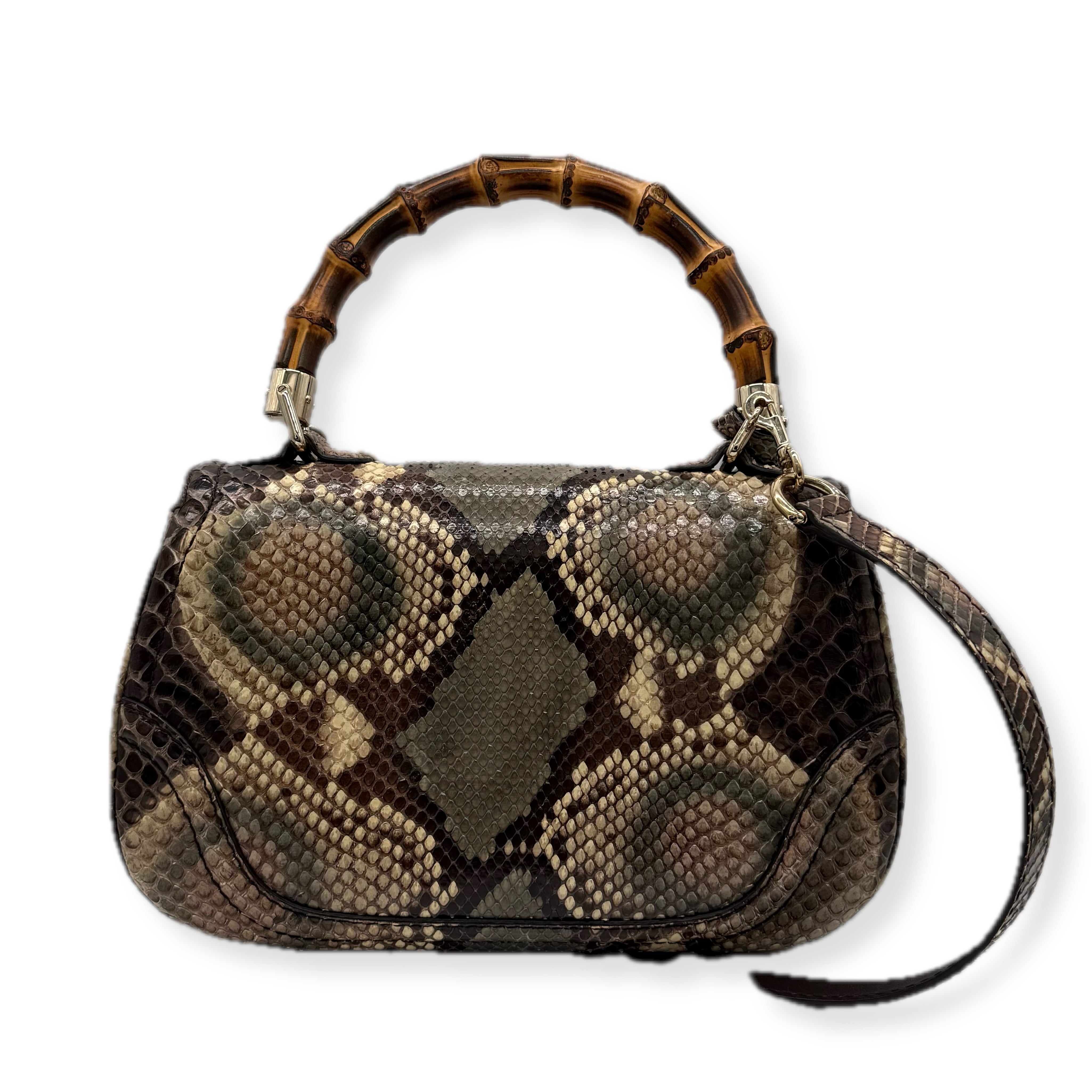 Gucci | 1947 with Bamboo Handle | Python | Gold Hardware