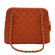 Chanel | Petite Shopping Tote | Orange Quilted Caviar Leather | Gold Hardware