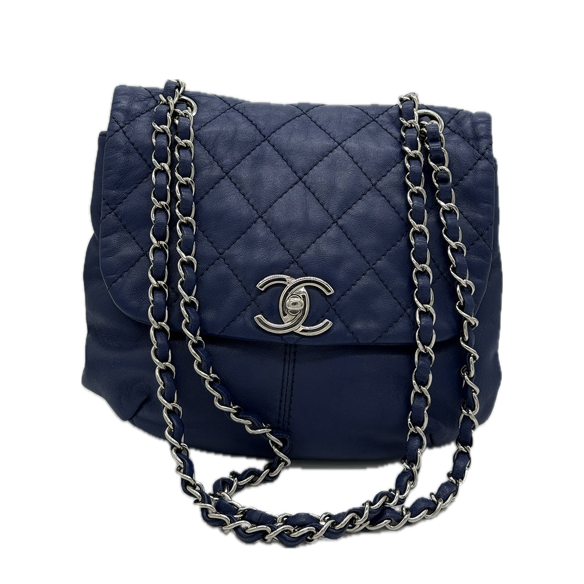 Chanel | Small Accordion Crossbody Bag | Lambskin | Silver Hardware