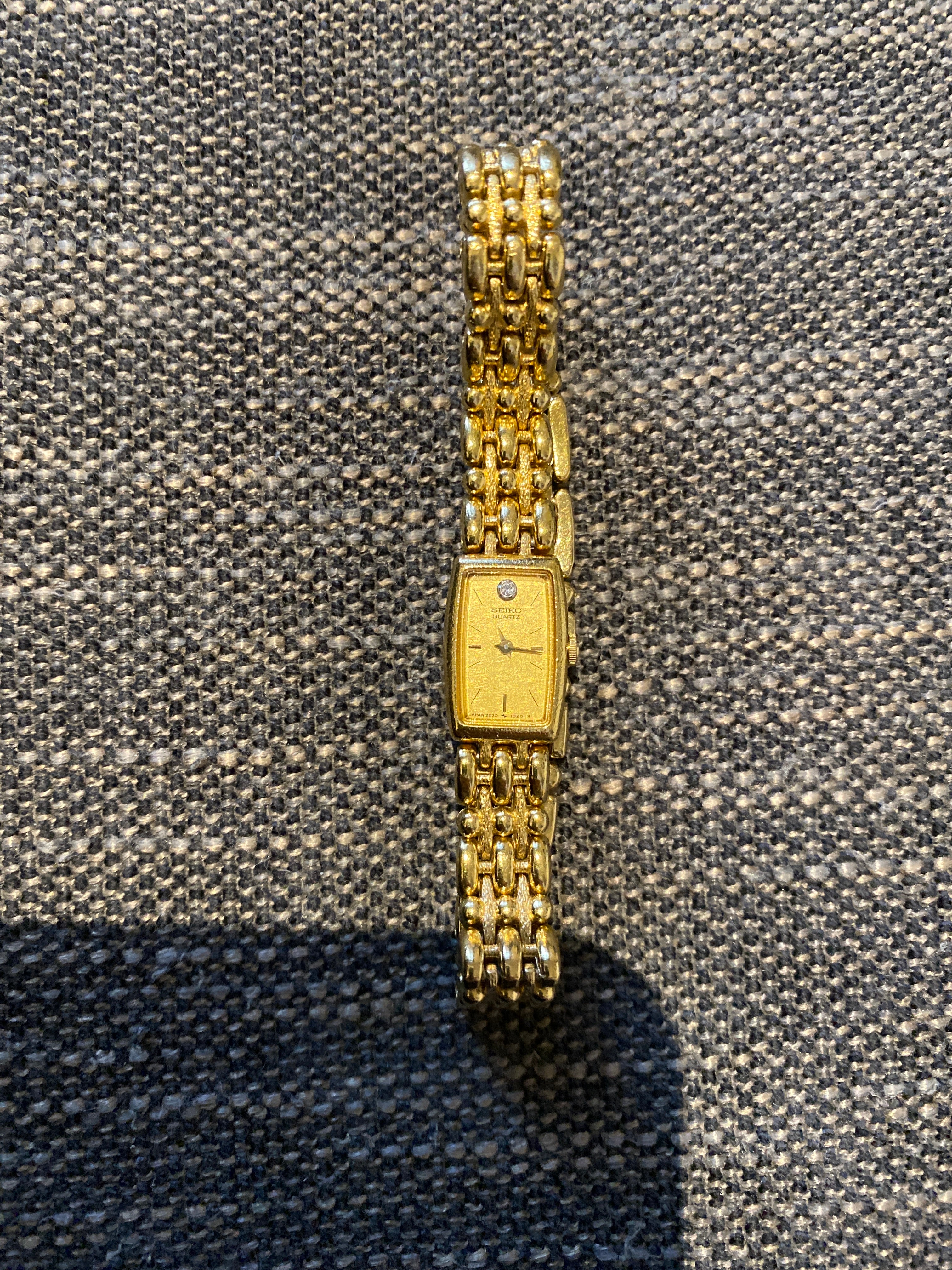 Seiko gold plated Watch with small diamond . New battery