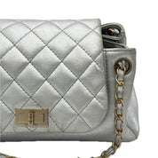 Chanel | Metallic Silver Handbag | Lambskin | Gold Hardware
