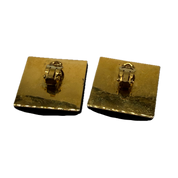 Chanel | Vintage Square Logo Clip-on | Suede | Gold Plated