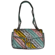 Gucci GG Marmont Small Sequin Shoulder Bag | Multicolour Sequin | Silver Hardware