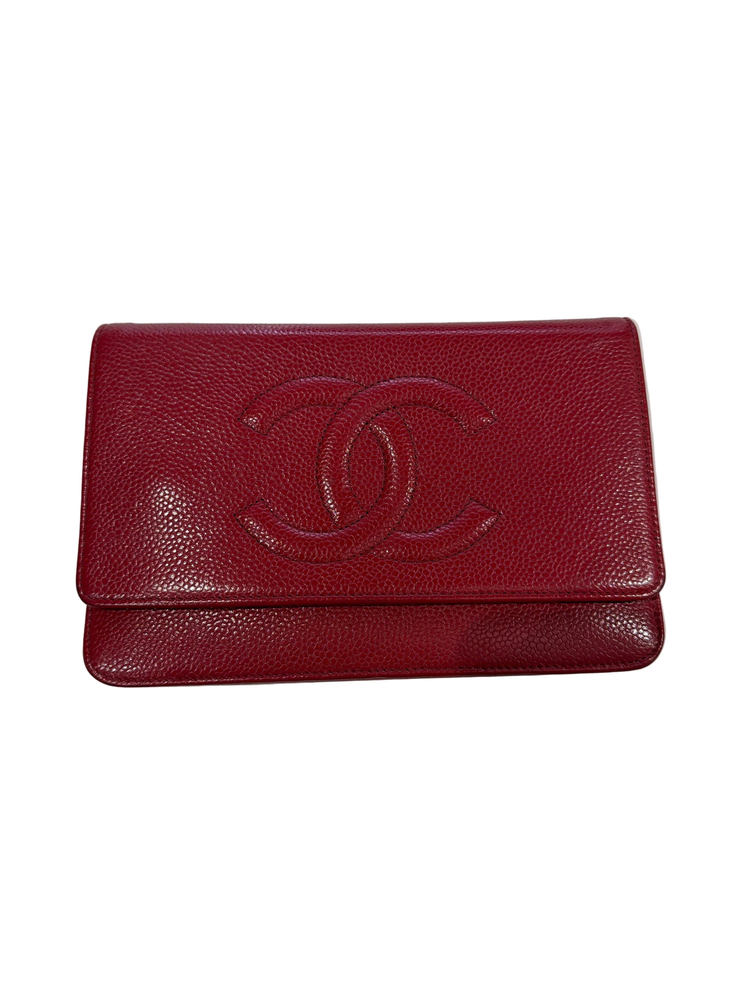 Chanel | Red Caviar Bag with Silver Chain