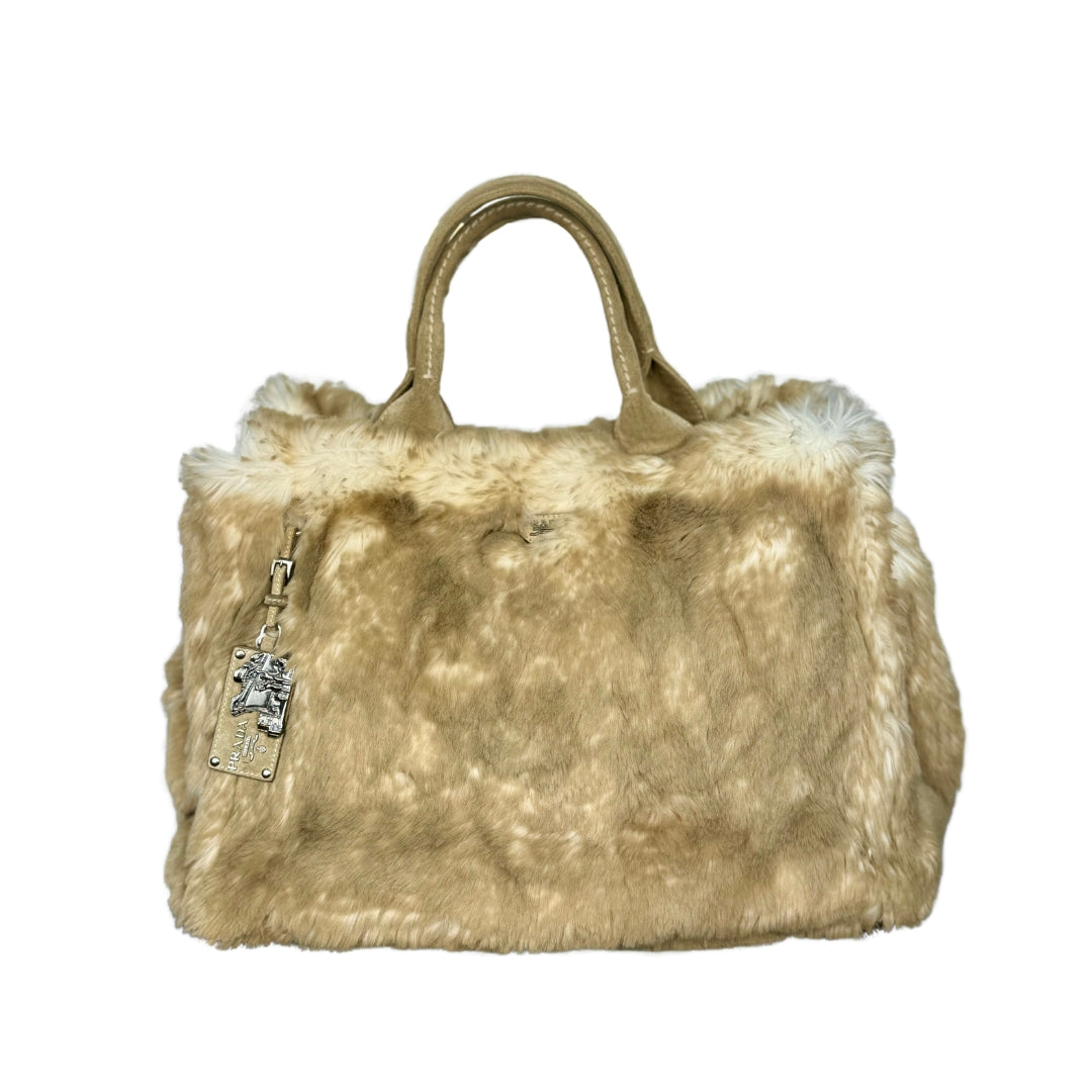 Prada Canapa Fur Tote