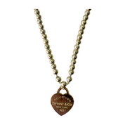 Tiffany | Silver Beads Necklace With Heart Tag (Excellent Condition) - Cons