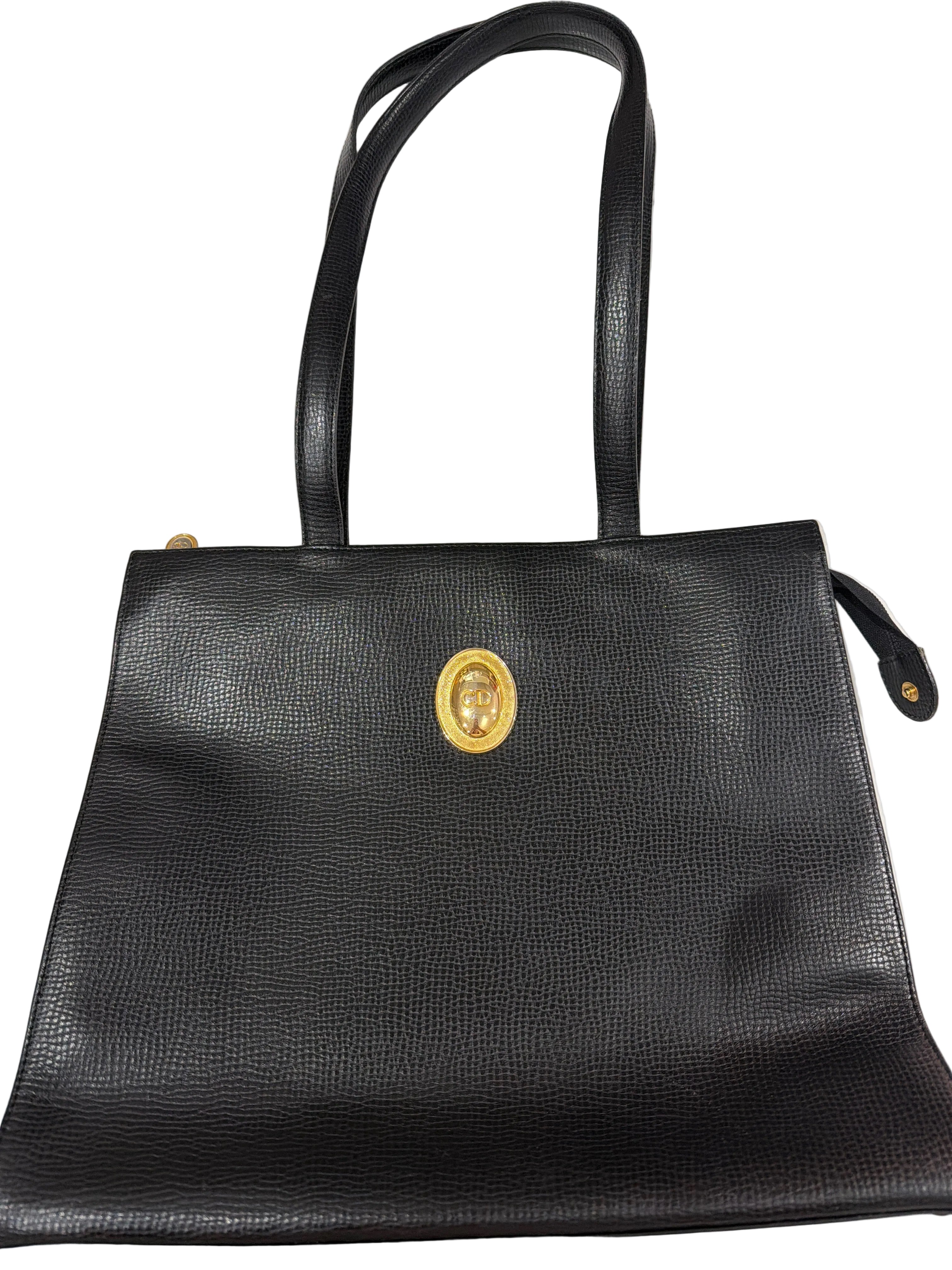 Dior | Medium Black Leather Bag (Good Condition) - Cons