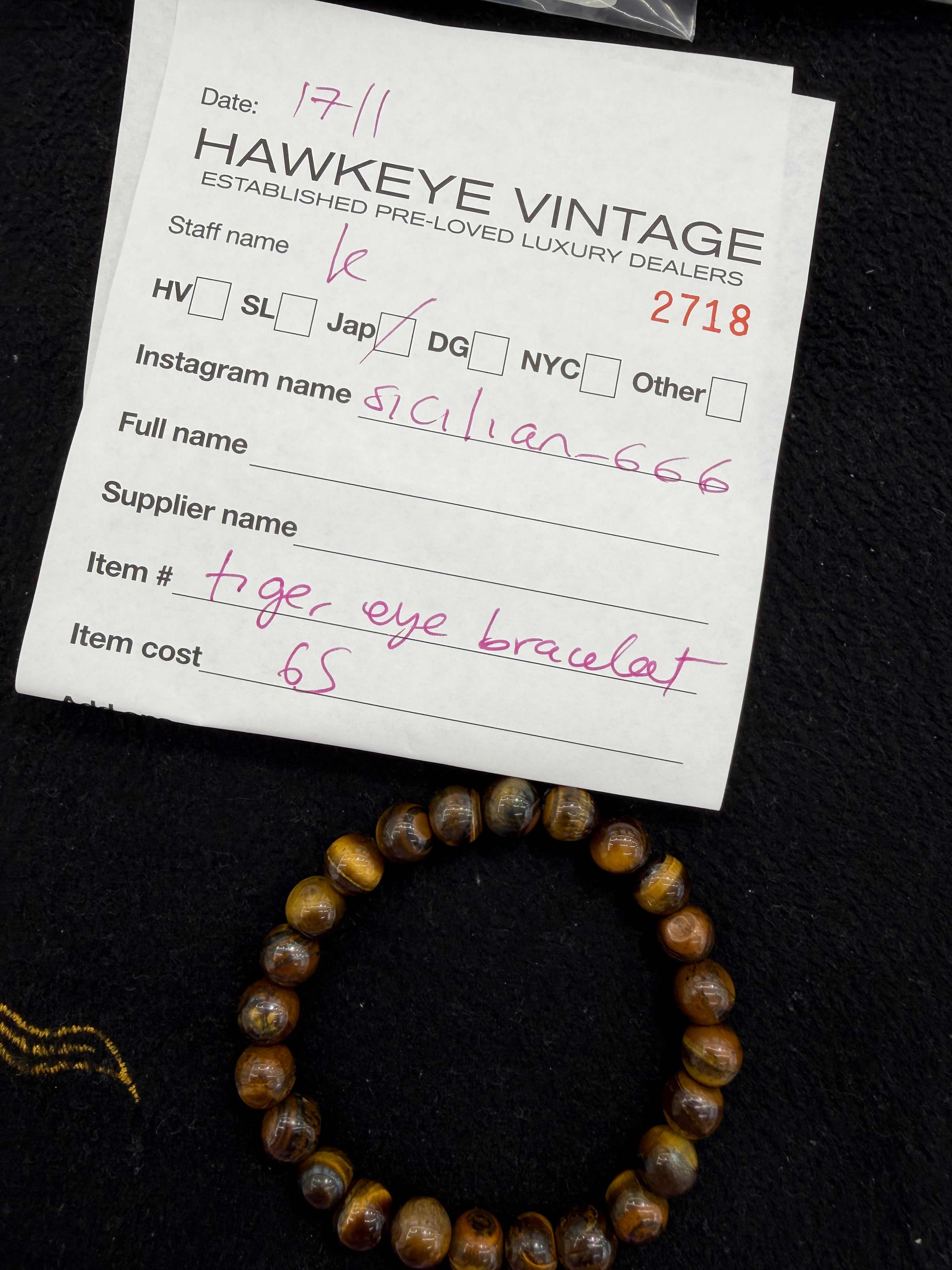 Sicilian_666 Tiger eye bracelet
