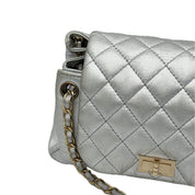 Chanel | Metallic Silver Handbag | Lambskin | Gold Hardware
