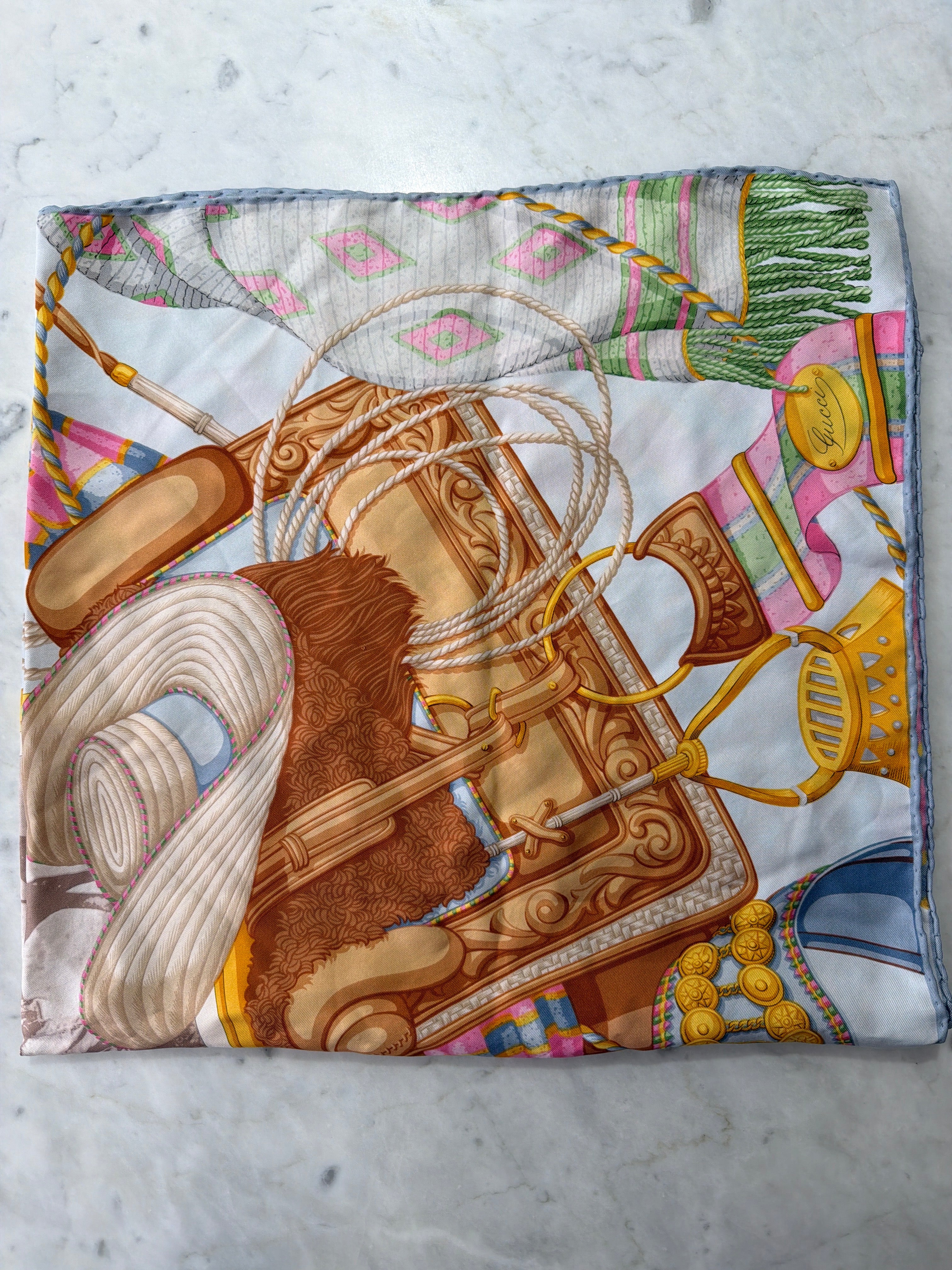 Gucci | Silk Scarf with Horse Print (Good Condition)