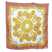 Céline | Silk Scarf | Shield & Chain Link Print | Blush Pink & Gold (85cm)