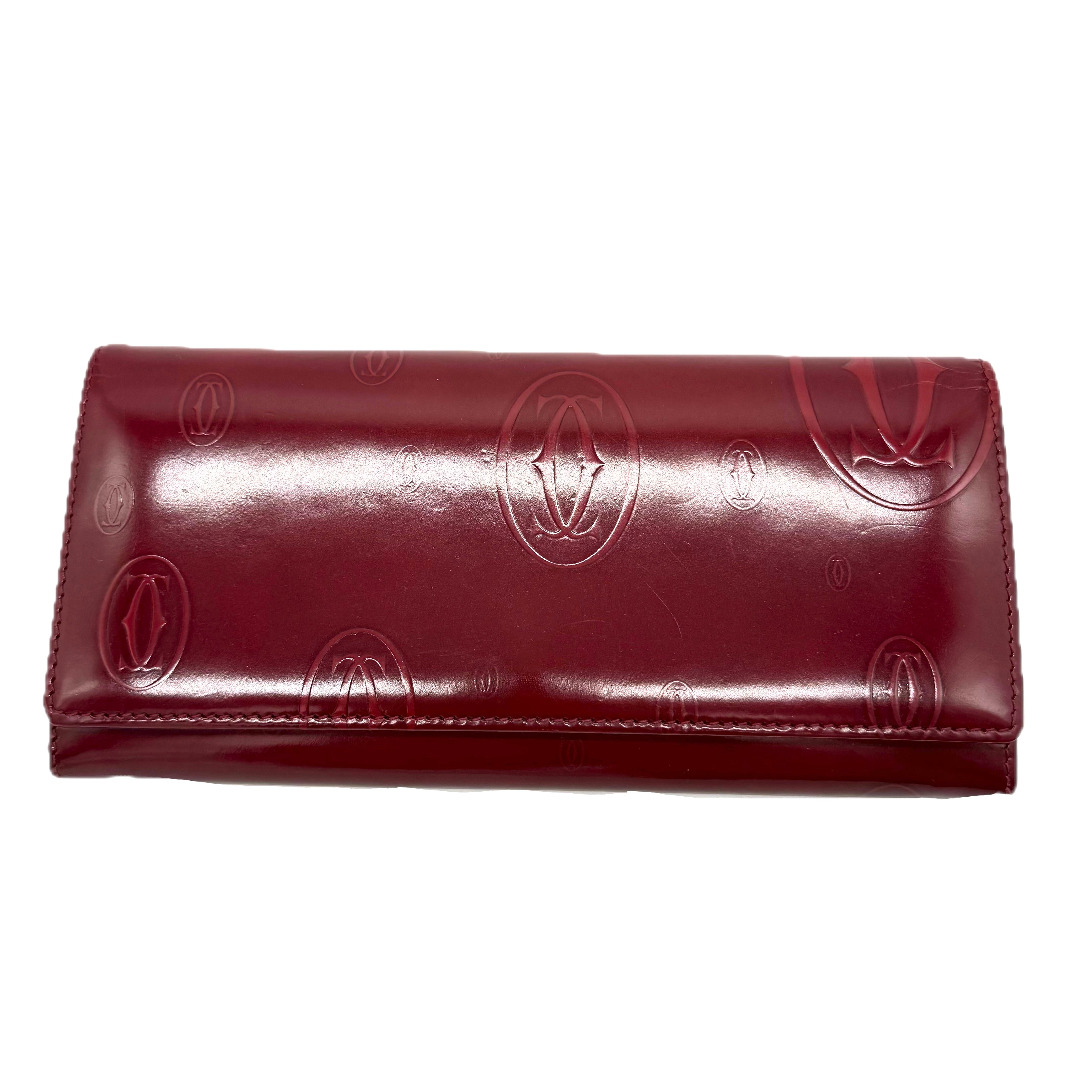 Cartier | Happy Birthday Long Wallet | Patent Leather | Silver Hardware
