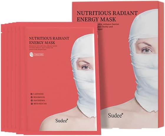 Nutritious Radiant Energy Mask - Hydrating Brightening Face Sheet Mask With Propolis & Portulaca Extract For Dull & Sensitive Skin Korean Skincare