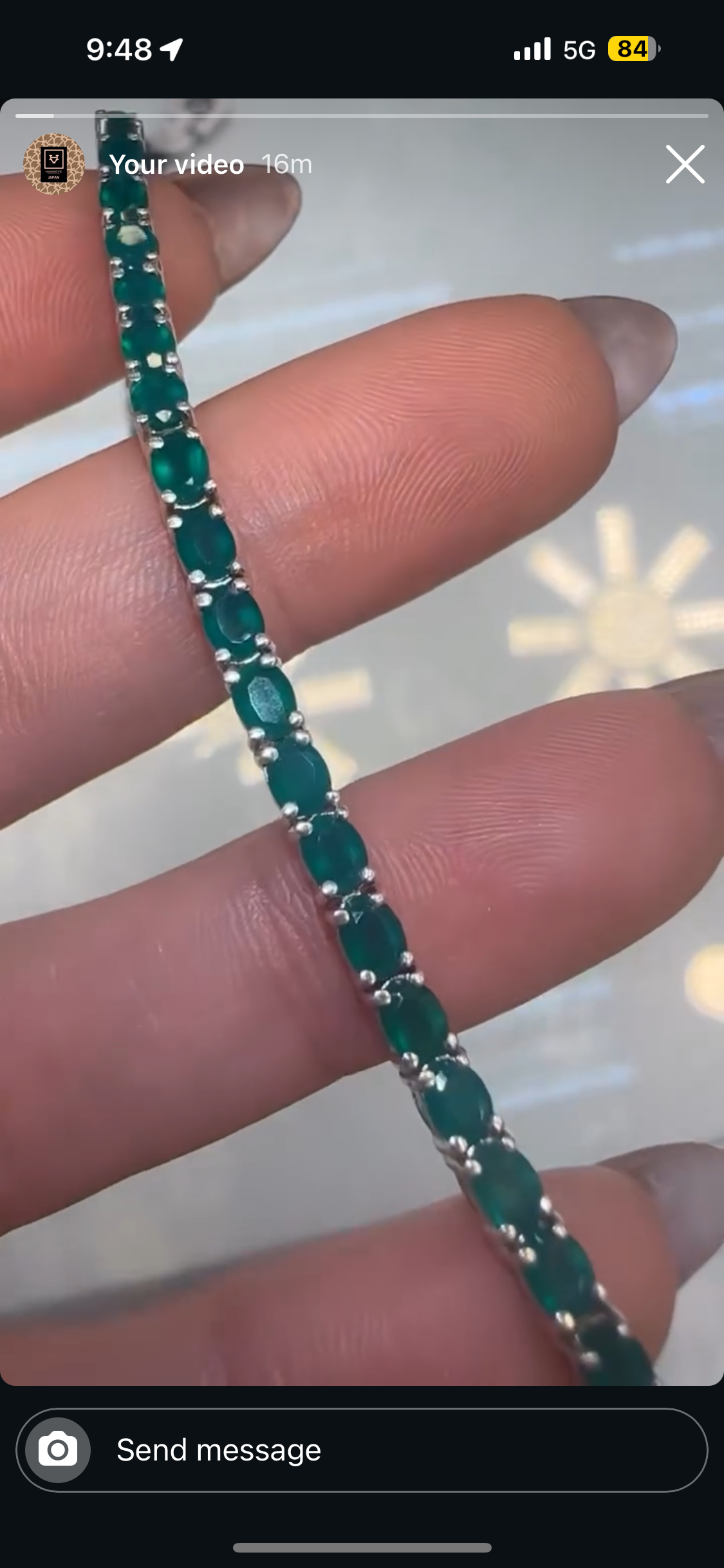 Jeanettemalouf green agate tennis bracelet