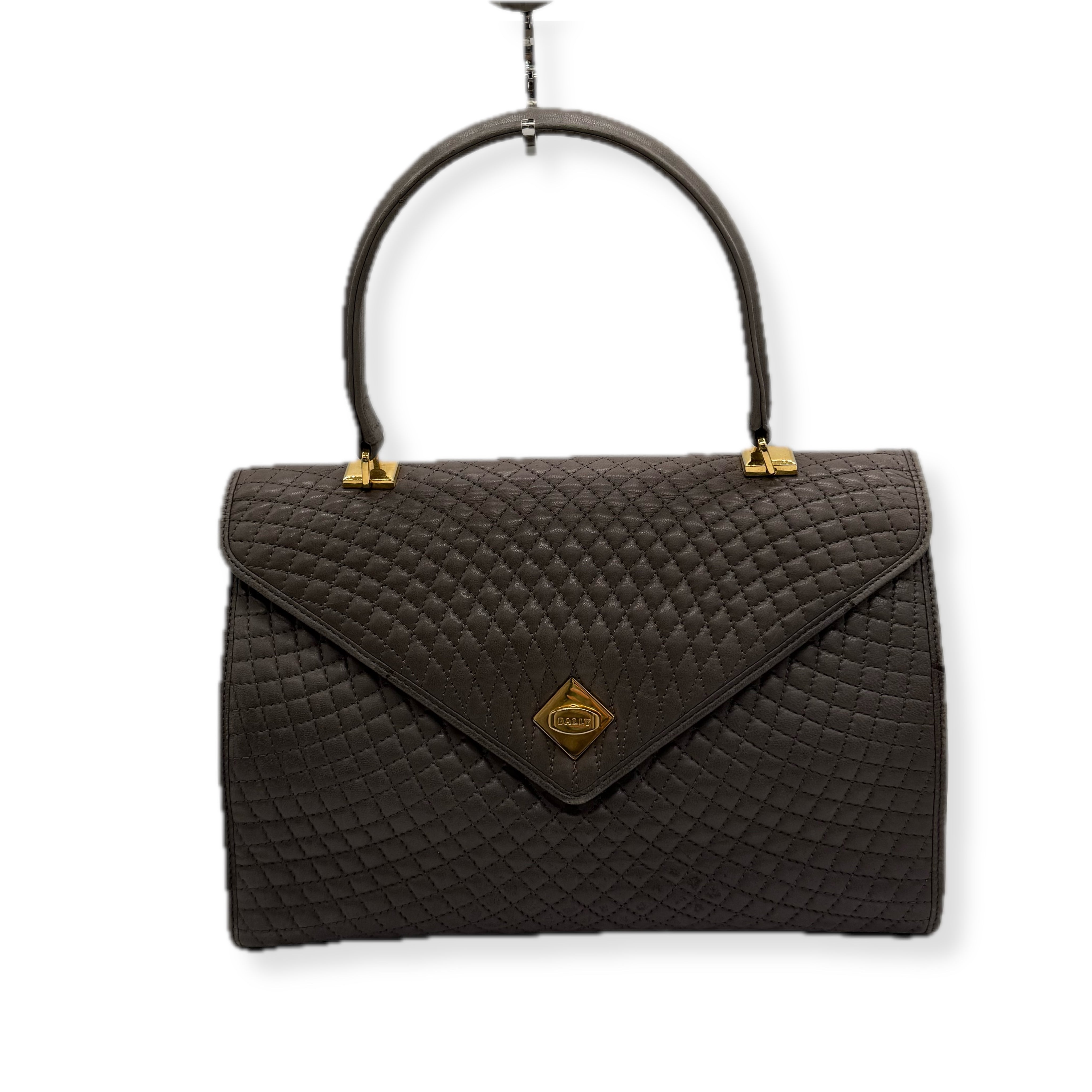 Bally | Grey Quilted Top Handle Bag | Leather | Gold Hardware