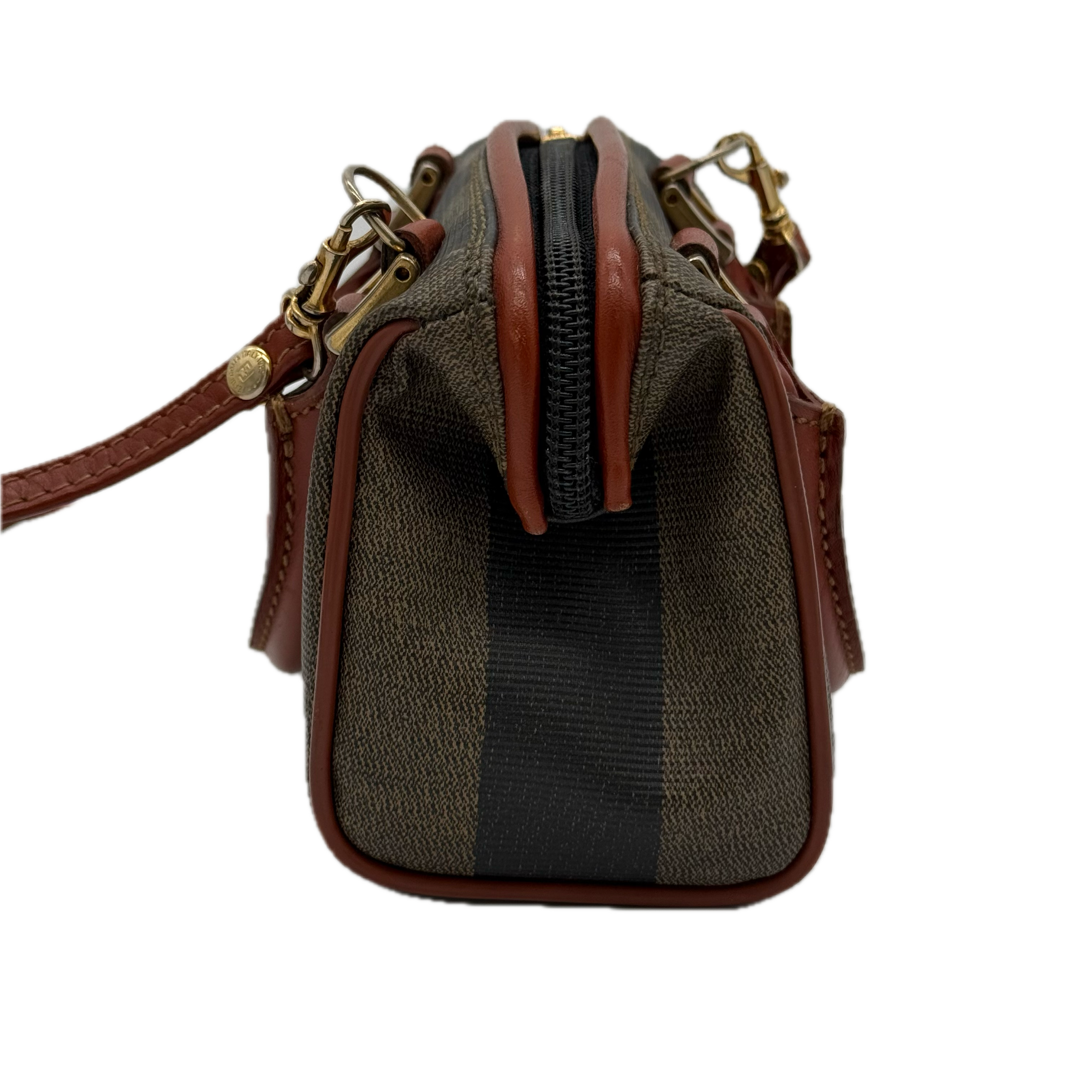 Fendi | Mini Boston Bag | Canvas |Gold Hardware