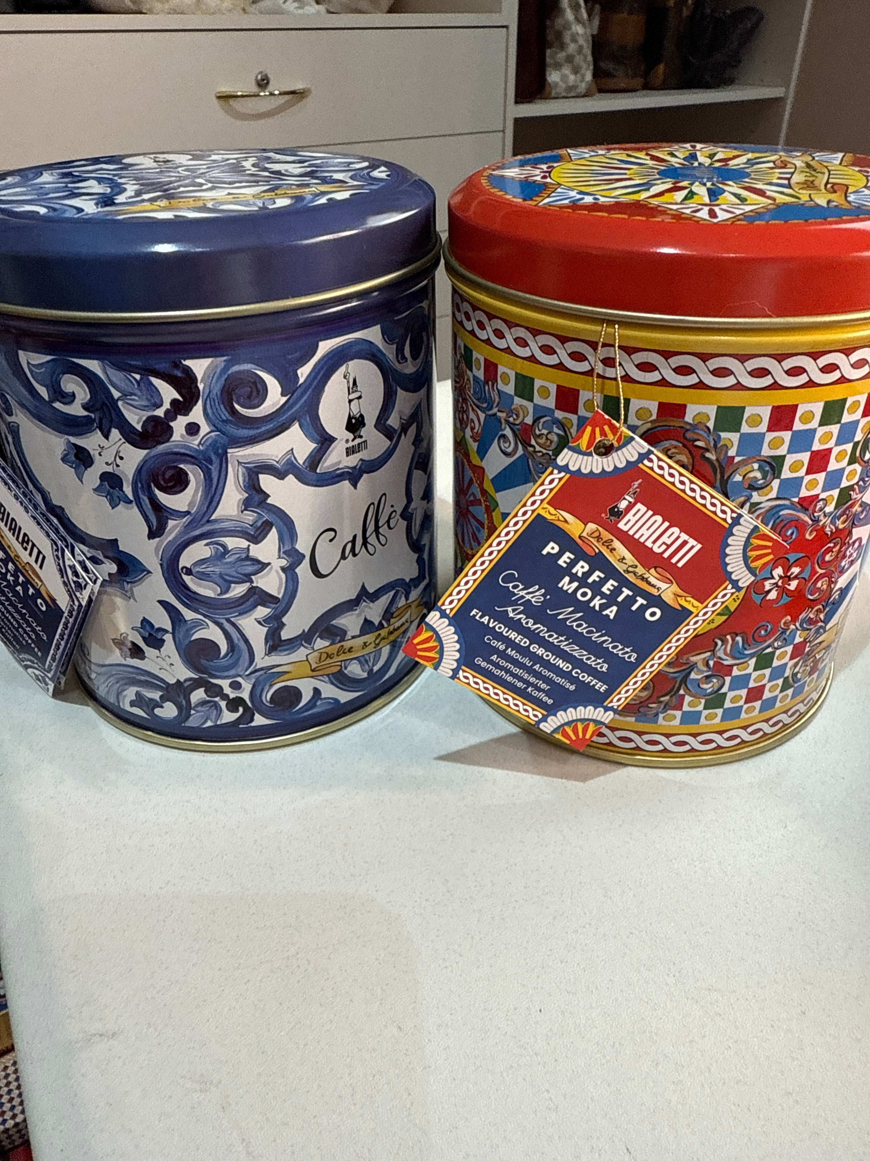 Twin tin coffee D&G red/blue