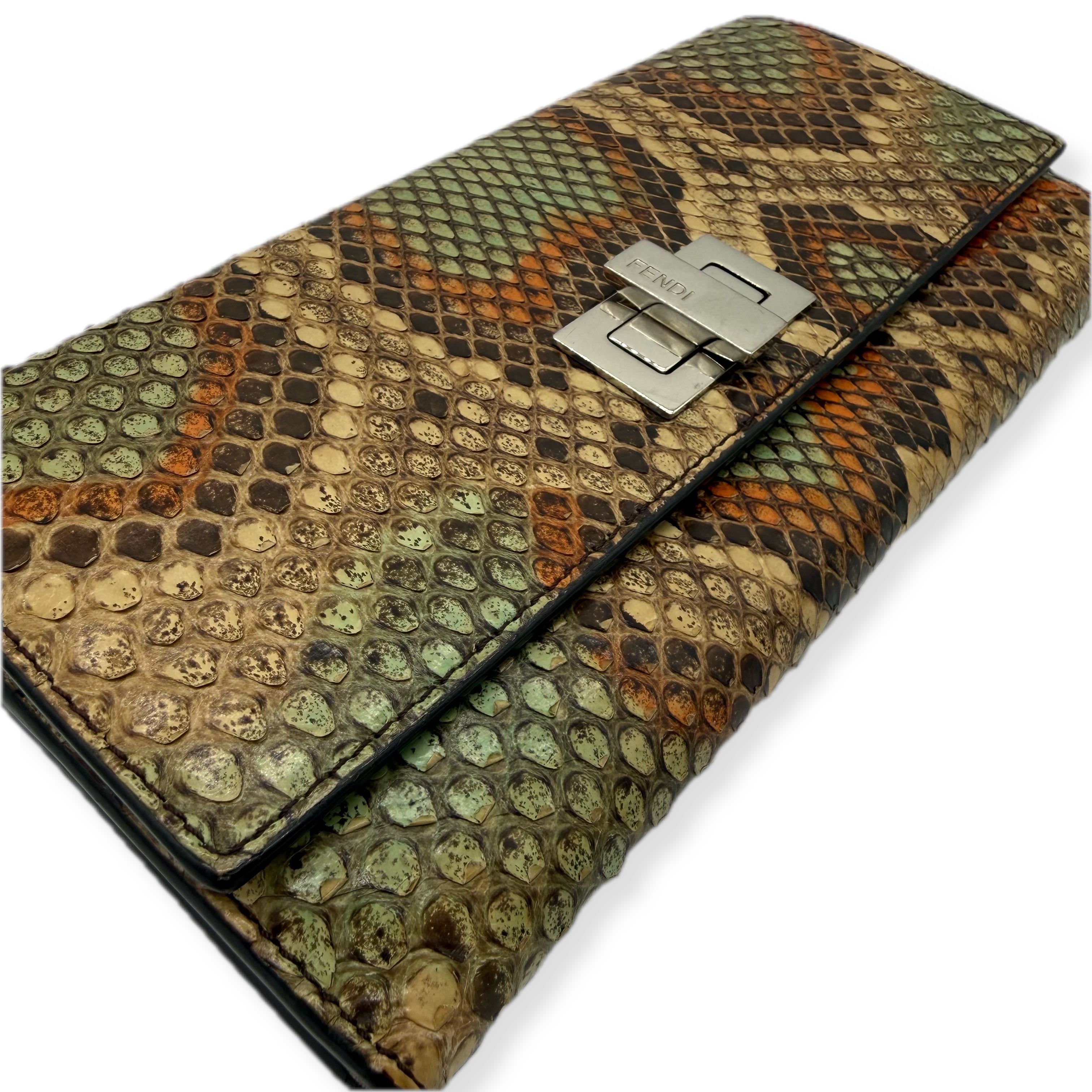 Fendi | Peekaboo Wallet | Python | Silver Hardware