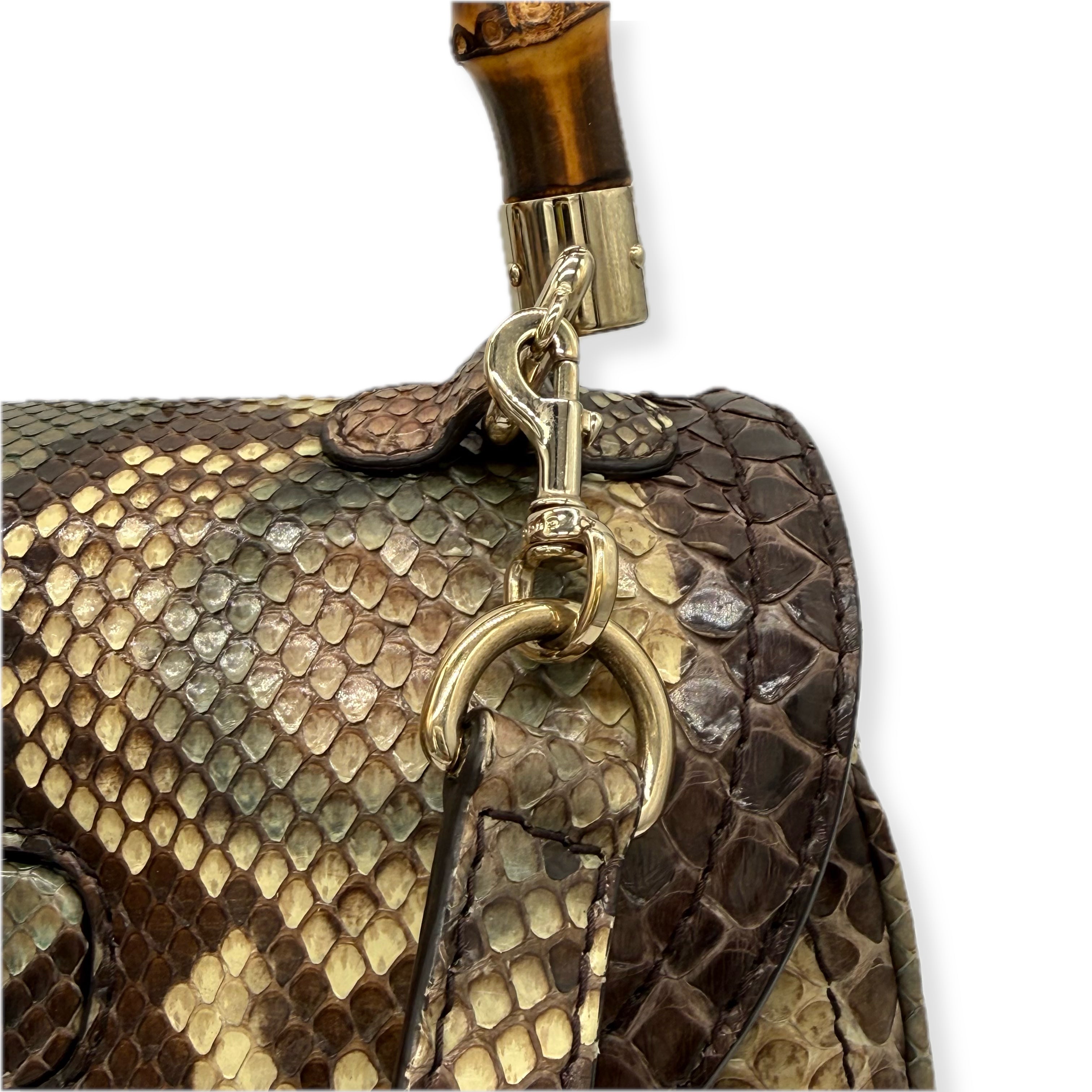 Gucci | 1947 with Bamboo Handle | Python | Gold Hardware