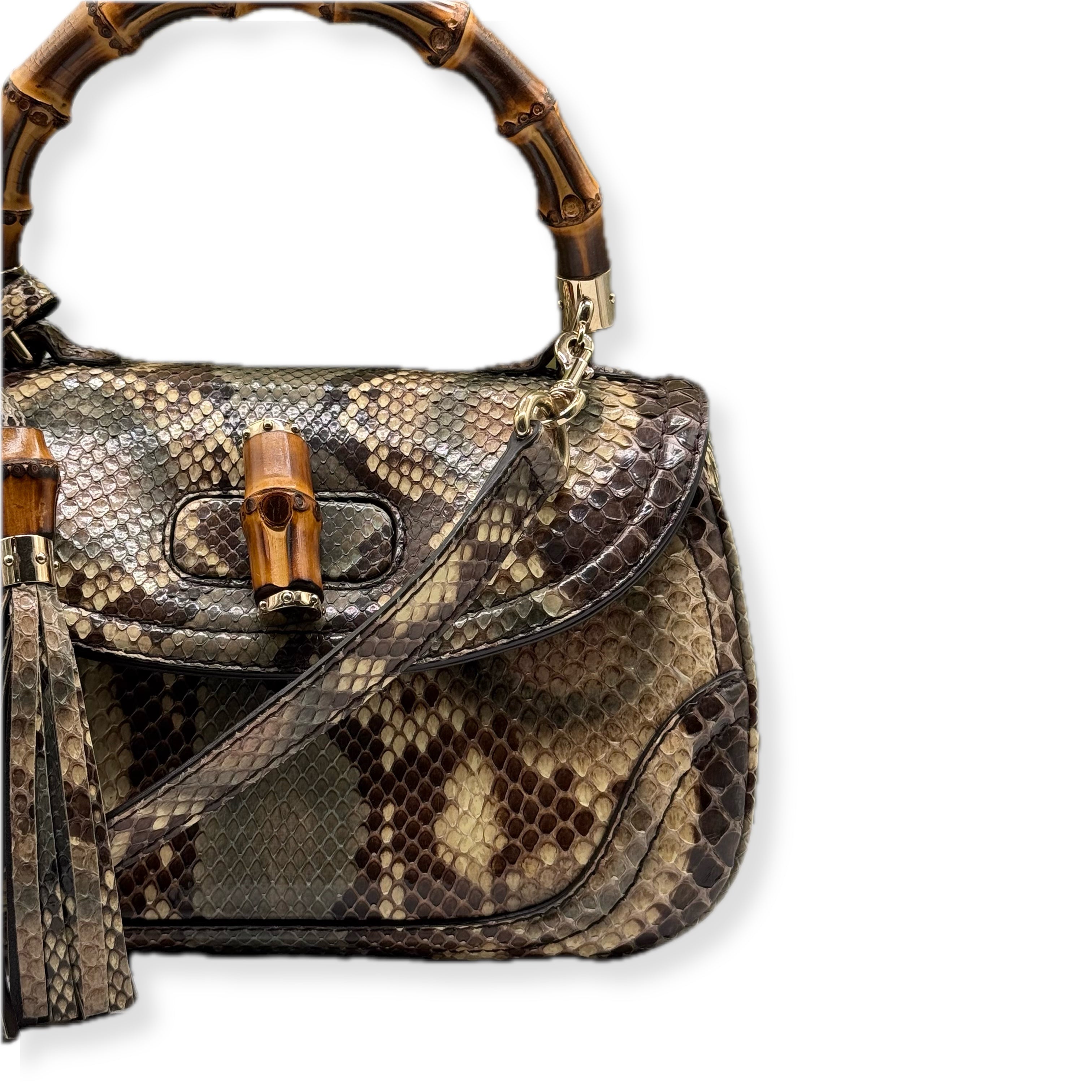 Gucci | 1947 with Bamboo Handle | Python | Gold Hardware