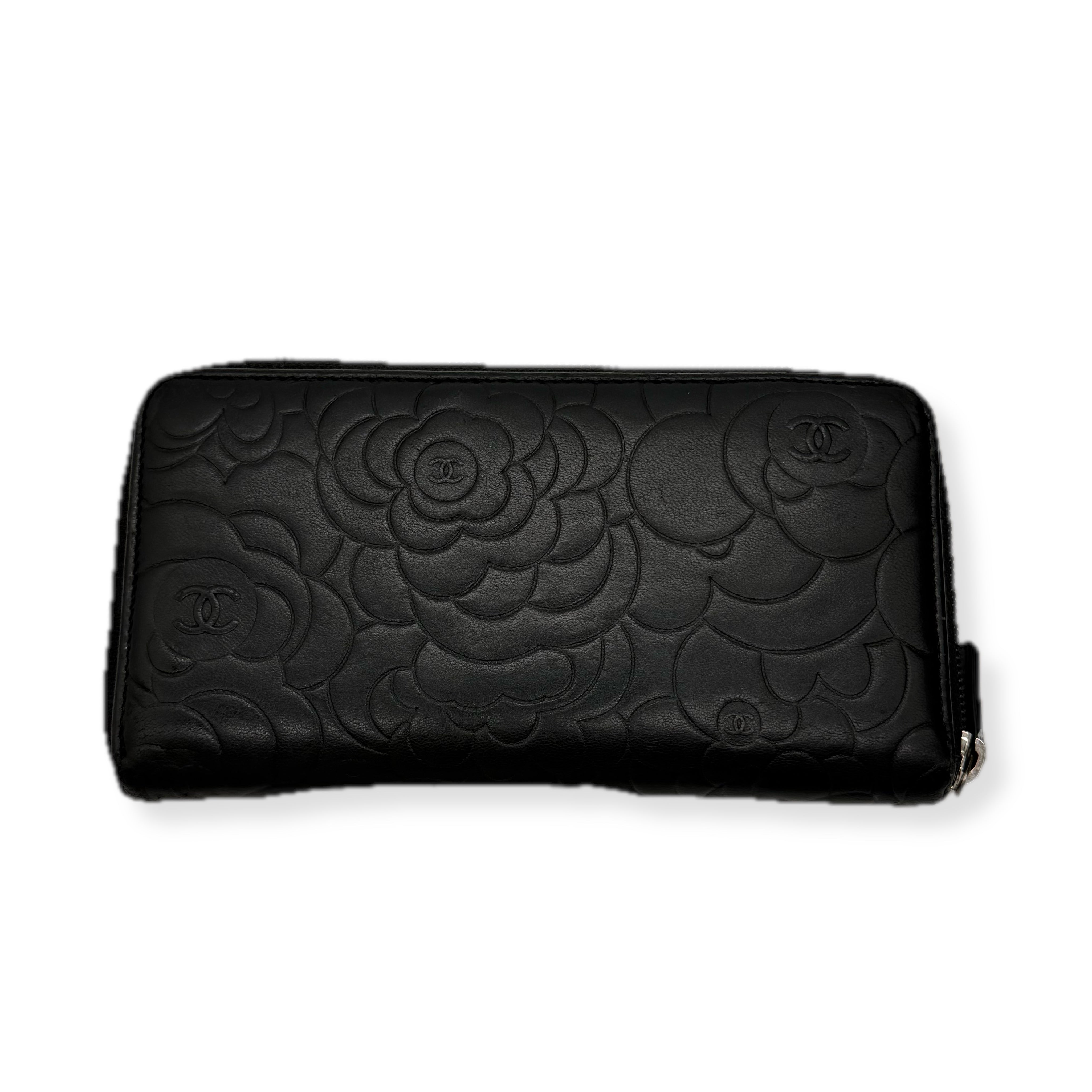 Chanel | Camellia Long Wallet | Lambskin | Silver Hardware