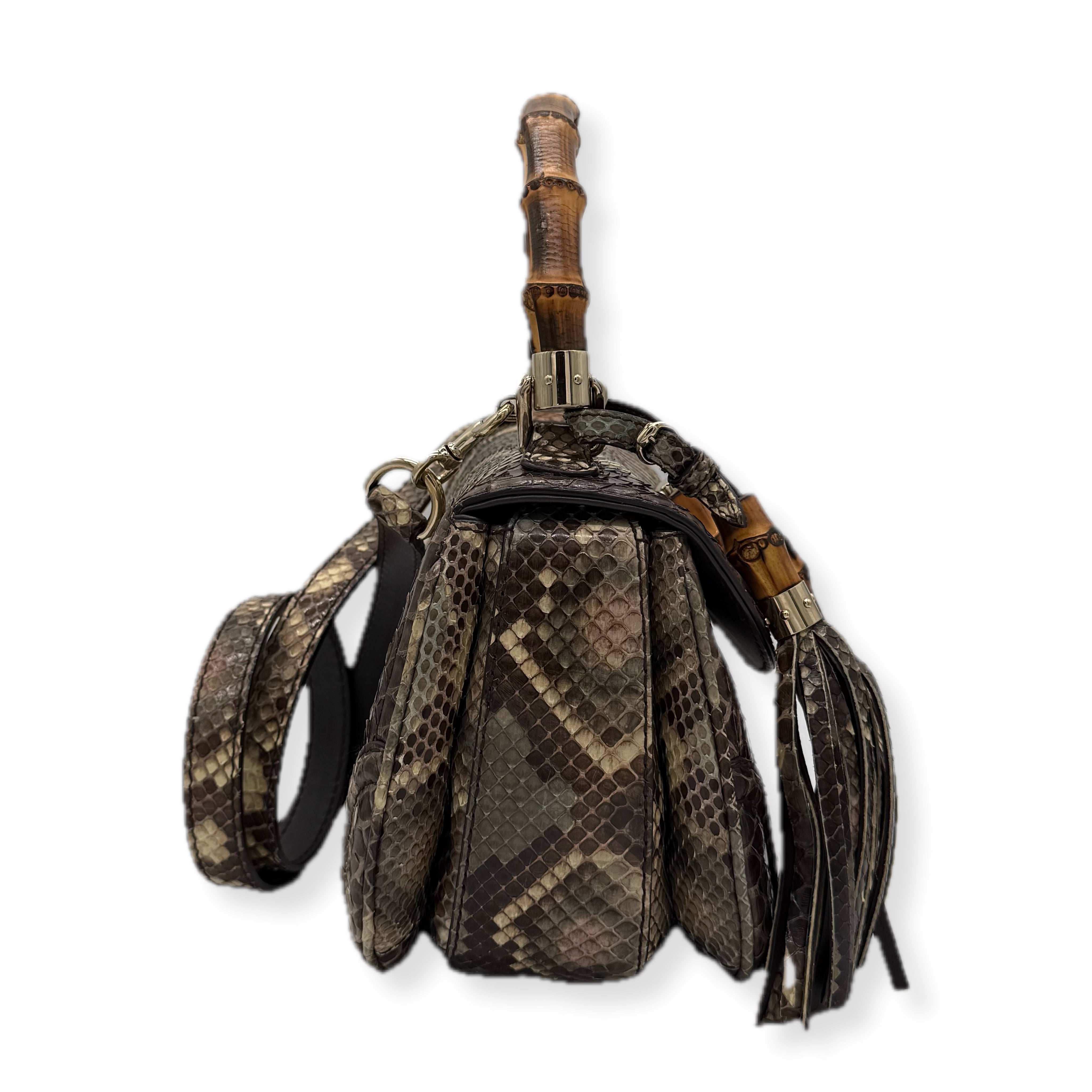 Gucci | 1947 with Bamboo Handle | Python | Gold Hardware