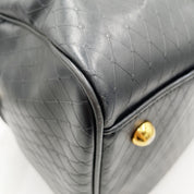Gianni Versace Travel Duffel 50cm | Black Embossed Leather | Gold Hardware